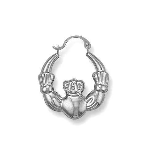 925 Sterling Silver Claddagh Creole Earrings