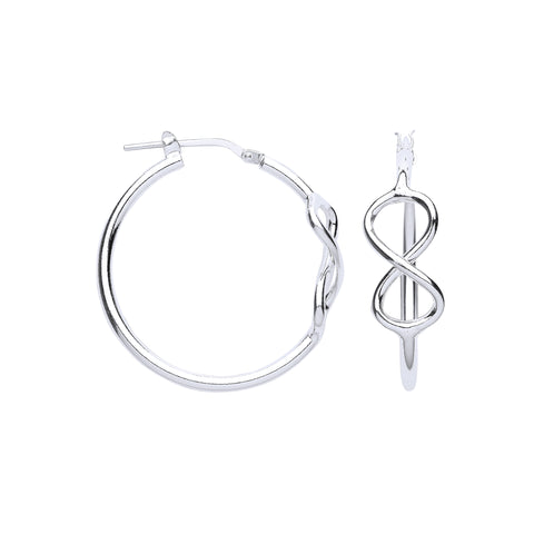 925 Sterling Silver Infinity 28mm Hoop Earrings