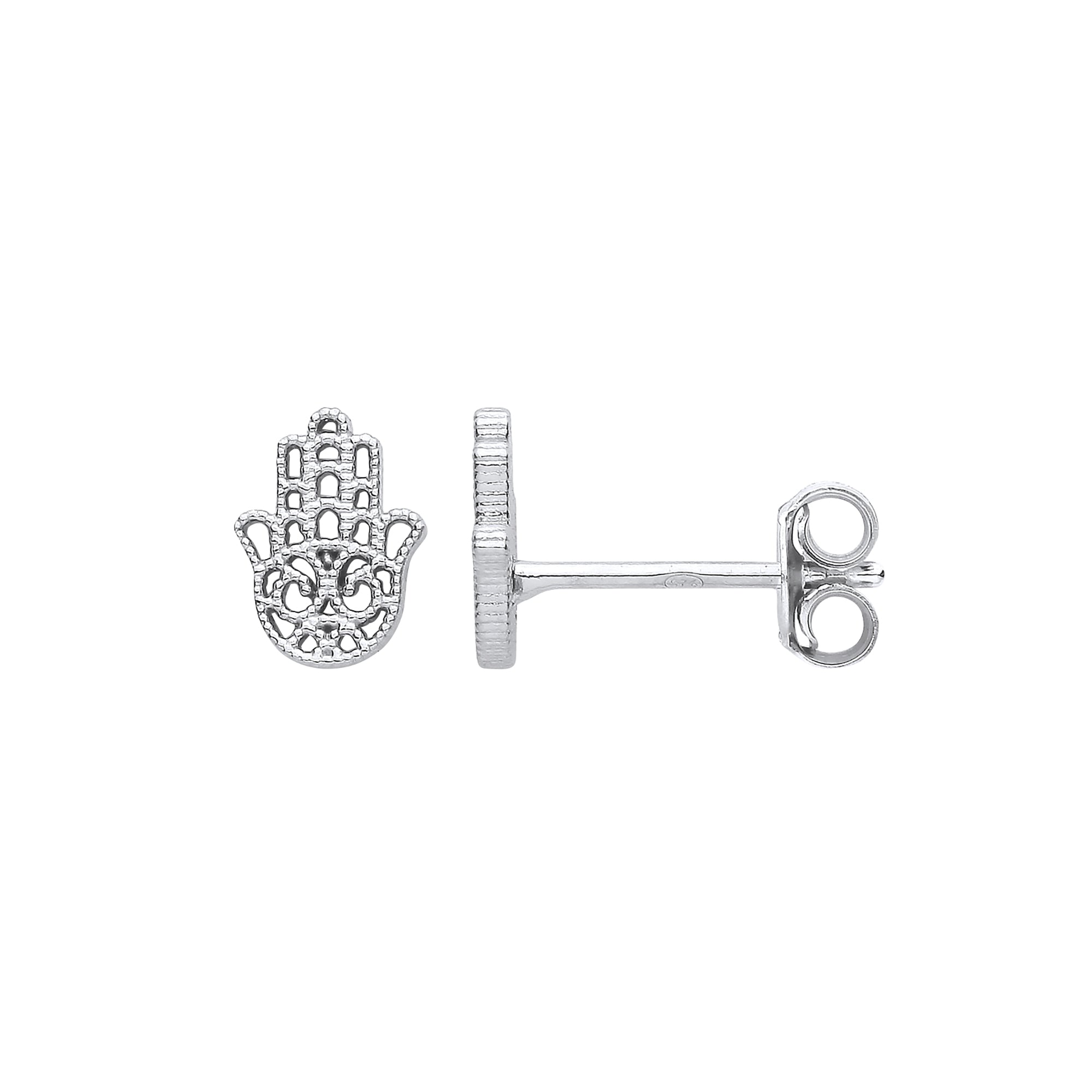 925 Sterling Silver Hamza Hand Stud Earrings