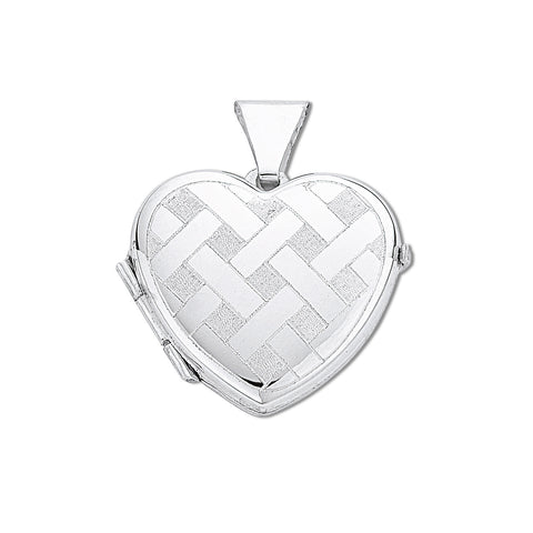 925 Sterling Silver Small Engraved Heart Shaped Locket with 18" Chain