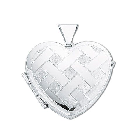 925 Sterling Silver Medium Engraved Heart Shaped Locket with 18" Chain