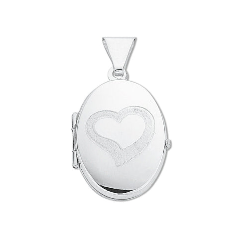 925 Sterling Silver Small Engraved Oval Shaped Locket with Chain