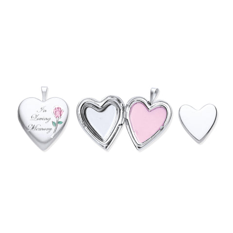925 Sterling Silver Heart Memorial Locket with Chain