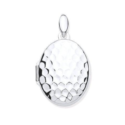 925 Sterling Silver Golf Ball Print Oval Locket with Chain
