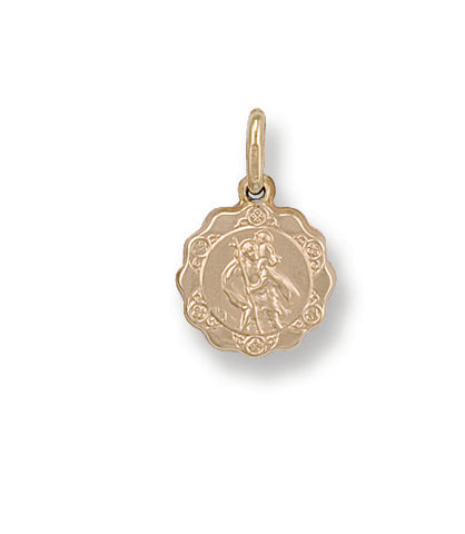 9ct Yellow Gold Light Weight St Christopher Pendant