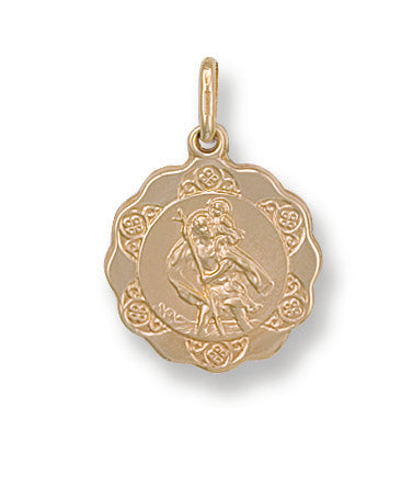 9ct Yellow Gold Light Weight St Christopher Pendant