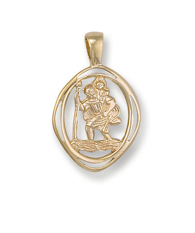 9ct Yellow Gold Cut Out St Christopher Pendant
