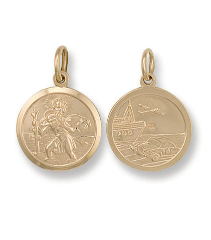 9ct Yellow Gold Double Sided St Christopher Pendant