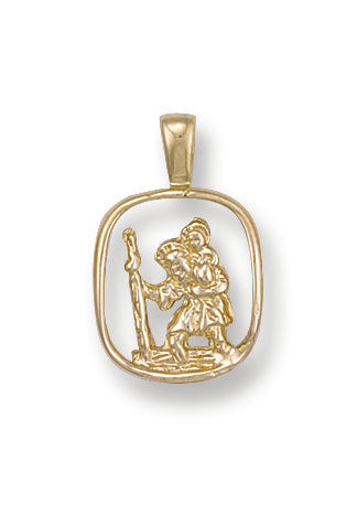 9ct Yellow Gold Cut Out St Christopher Pendant