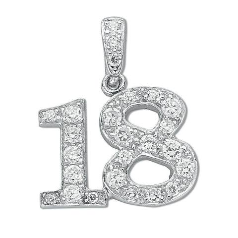 925 Sterling Silver Pave Set Cz 18 Drop Pendant with Chain