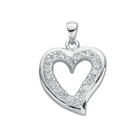 925 Sterling Silver Cz Heart Pendant with Chain