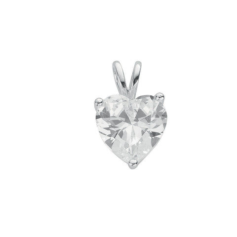 925 Sterling Silver Heart Cut Cz Single Stone Pendant with Chain