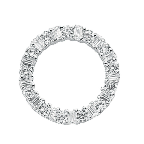 925 Sterling Silver Baguette and Round Cut Cz Circle of Life Pendant with Chain