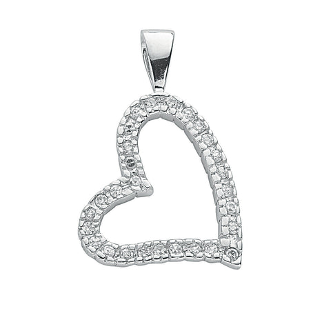 925 Sterling Silver Cz Heart Pendant with 18" Chain