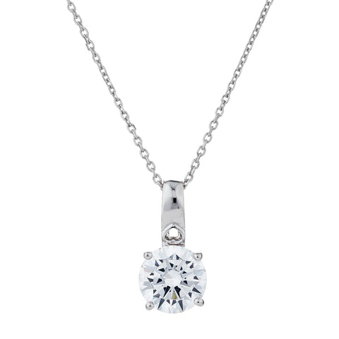 925 Sterling Silver Claw Set 2ct Cz Solitaire Pendant with Silver Chain