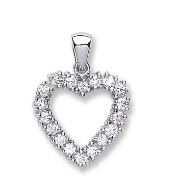 925 Sterling Silver Cz Heart Pendant with Chain