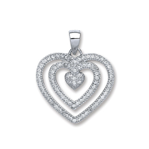 925 Sterling Silver Fancy Heart Cz Pendant with 18" Chain