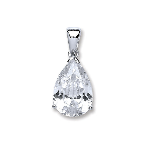 925 Sterling Silver Pear Cut Cz Pendant with Chain