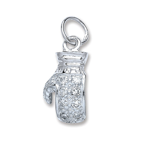 925 Sterling Silver Boxing Glove Cubic Zirconia Pendant with Chain