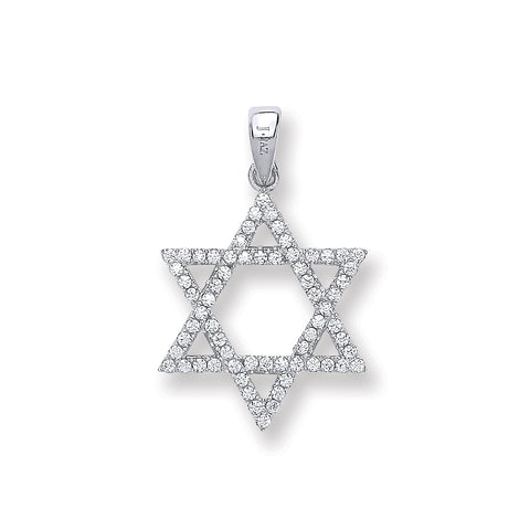 925 Sterling Silver Cz Star Of David Pendant with Chain