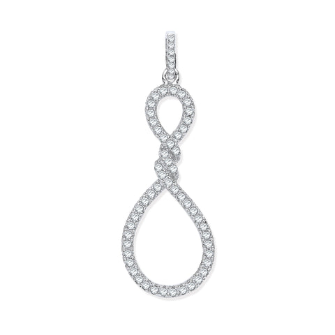 925 Sterling Silver Teardrop Twist Cz Pendant with Chain
