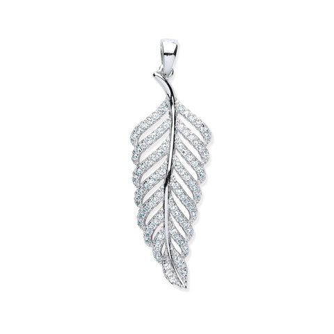 925 Sterling Silver Cz Leaf Drop Pendant with Chain