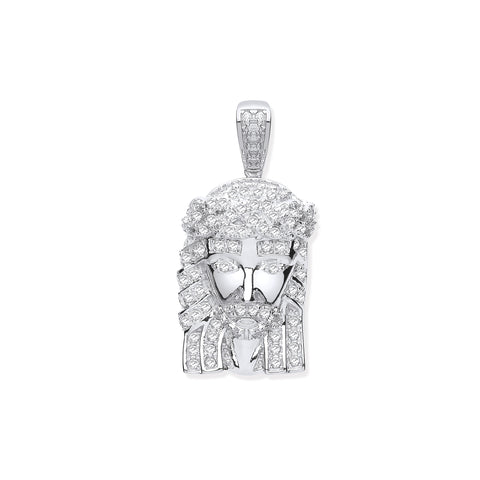 925 Sterling Silver Cz Jesus Pendant with Chain