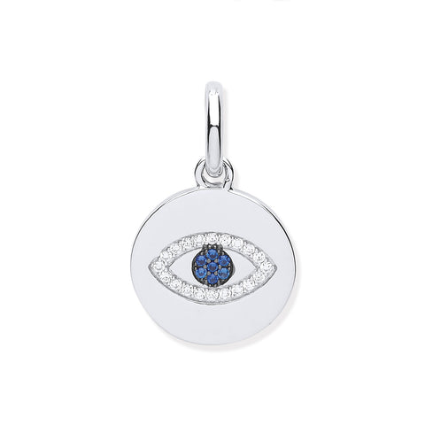 925 Sterling Silver Evil Eye CZ Drop Pendant with Chain