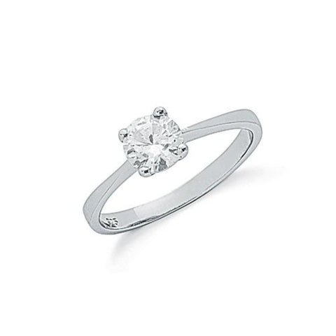 925 Sterling Silver Claw Set Cz Solitaire Ring