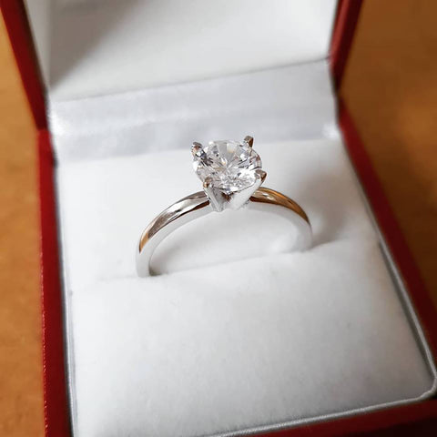 925 Sterling Silver 1.5ct CZ Solitaire Engagement Ring