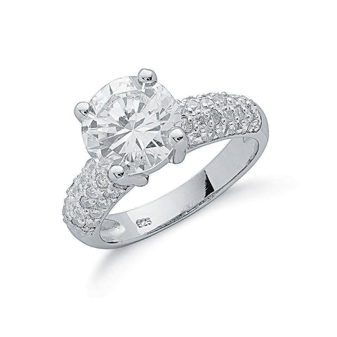 925 Sterling Silver Claw Set Fancy Cz Solitaire Ring