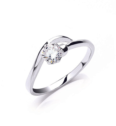 925 Sterling Silver Twisted Shank Solitaire Ring