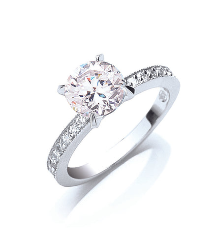925 Sterling Silver Claw Set Cz Solitaire Ring