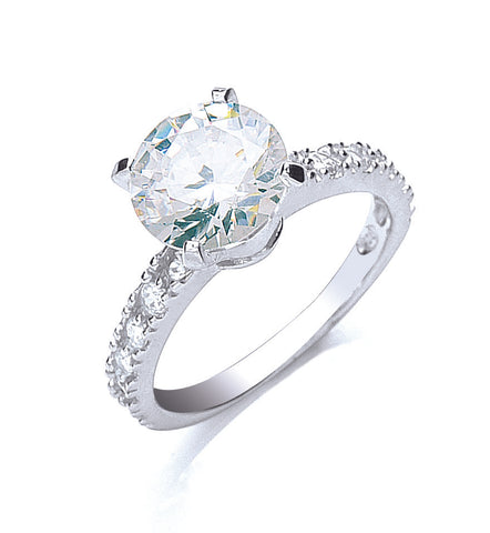 925 Sterling Silver Claw Set Cz Solitaire Ring