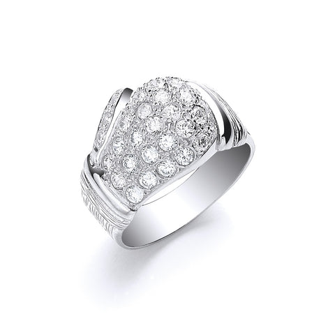 925 Sterling Silver Cz Boxing Glove Gents Ring