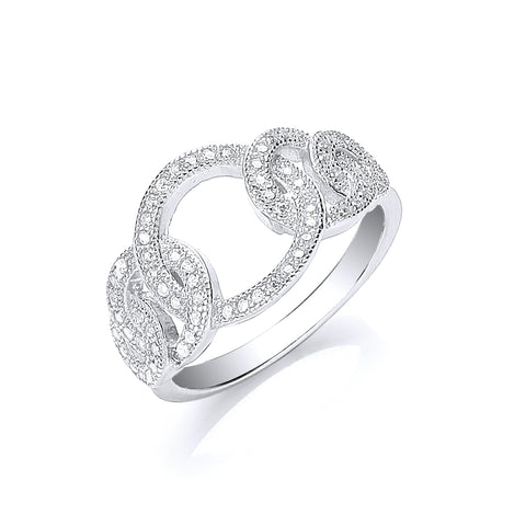 925 Sterling Silver Interlink Cz Ring