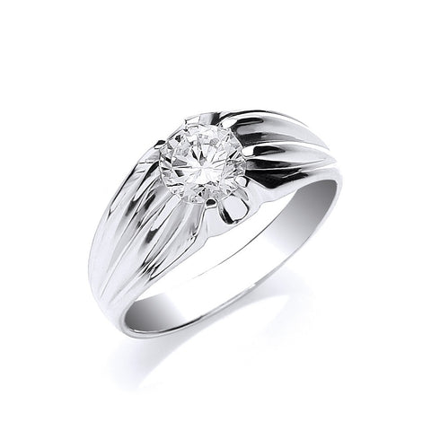 925 Sterling Silver Cz Gents Ring