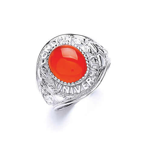 925 Sterling Silver Gents Red Stone College Ring
