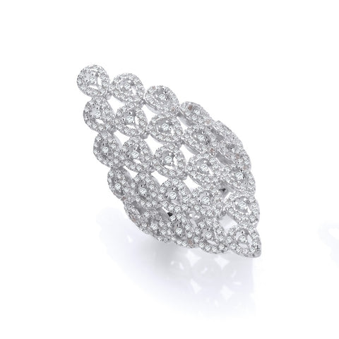 925 Sterling Silver Long Diamond Shape Design Cz Ring