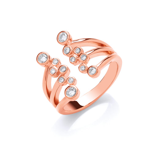 925 Sterling Silver Rose Gold Coated Open Top Cz Ring