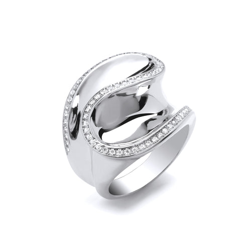 925 Sterling Fancy Cz Crossover Ring