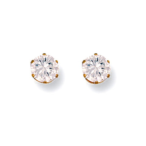 9ct Yellow Gold 5mm Claw Set Cubic Zirconia Studs