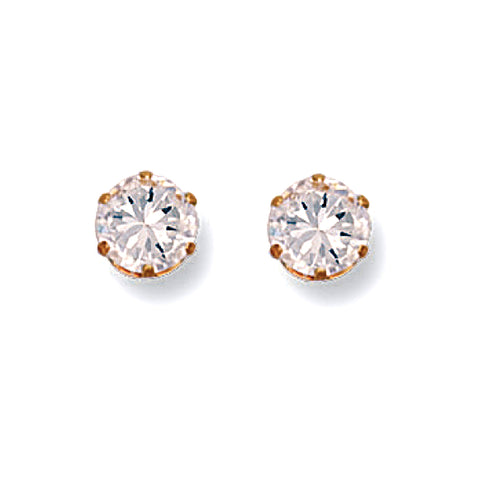9ct Yellow Gold 6mm Claw Set Cubic Zirconia Studs