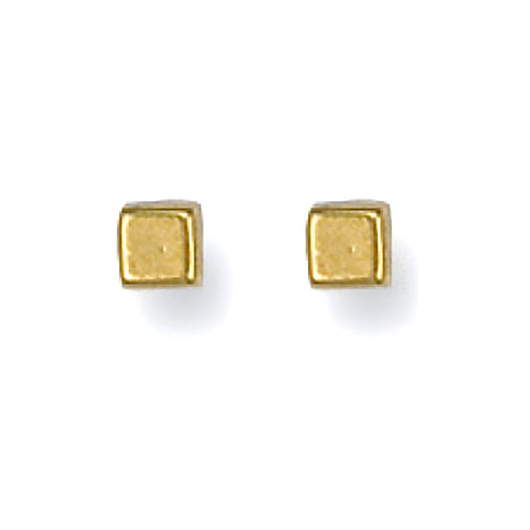 9ct Yellow Gold 4mm Square Cube Studs