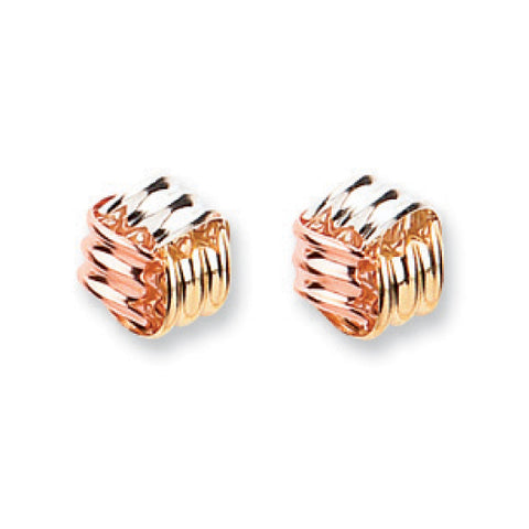 9ct Yellow White & Rose Gold Fancy Knot Studs