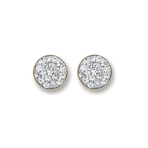 9ct Yellow Gold 6mm Round Crystals Studs