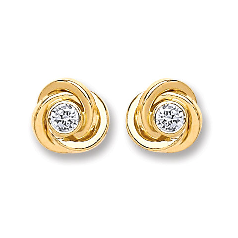 9ct Gold Cubic Zirconia Knot Studs