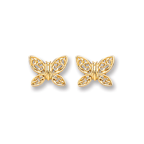 9ct Gold Butterfly Stud Earrings