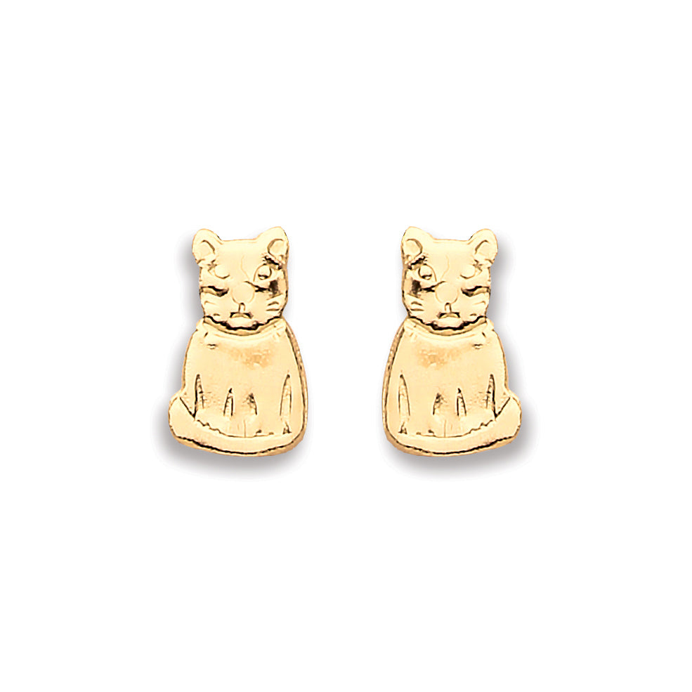 9ct Yellow Gold Cat Studs
