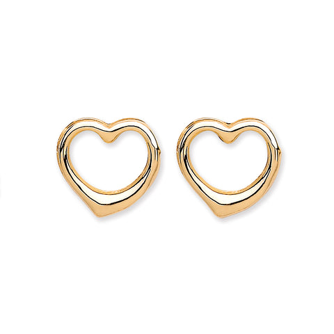 9ct Yellow Gold Open Heart Studs